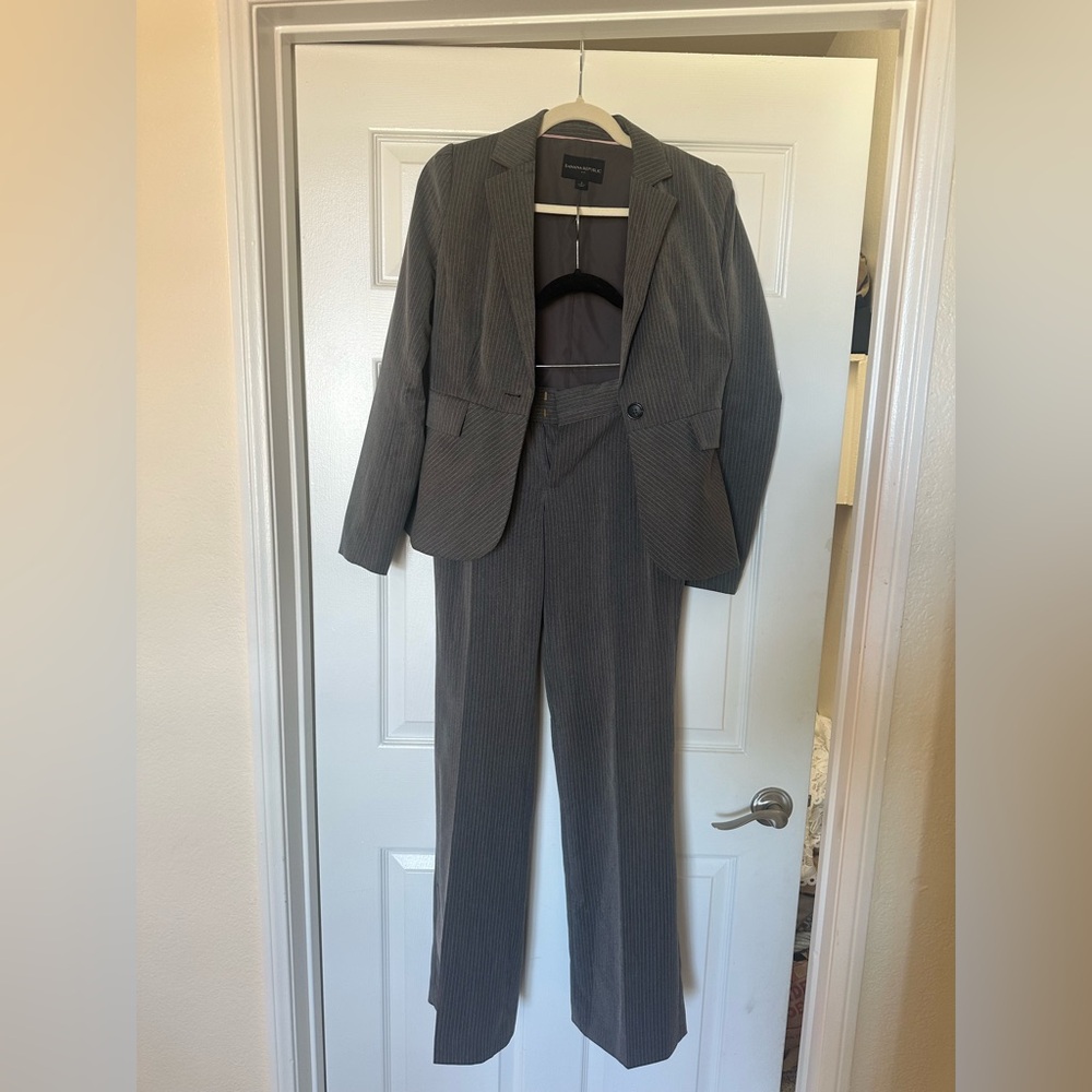 Banana Republic Charcoal Pinstripe Suit Jacket and Pants